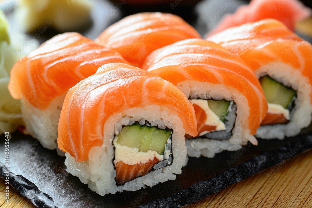 Delicious sushi rolls. AI. Delicious sushi rolls. AI.