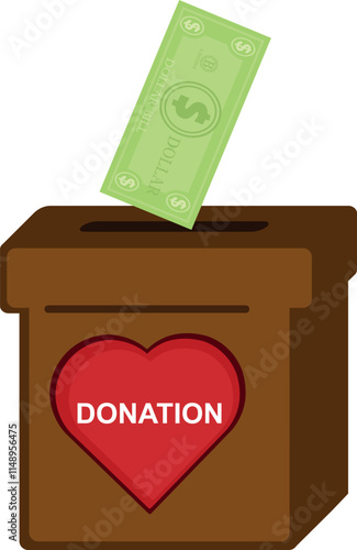 vector illustration dollar bill and donate box concept