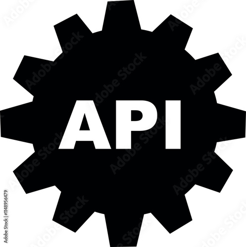 vector illustration black and white icon gear and text API interface web concept