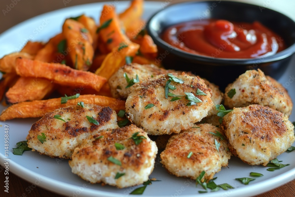 Crispy Chicken Tenders and Sweet Potato Fries Crispy Chicken Tenders and Sweet Potato Fries