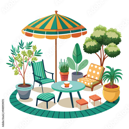 Customizable Garden Furniture Vector Illustration