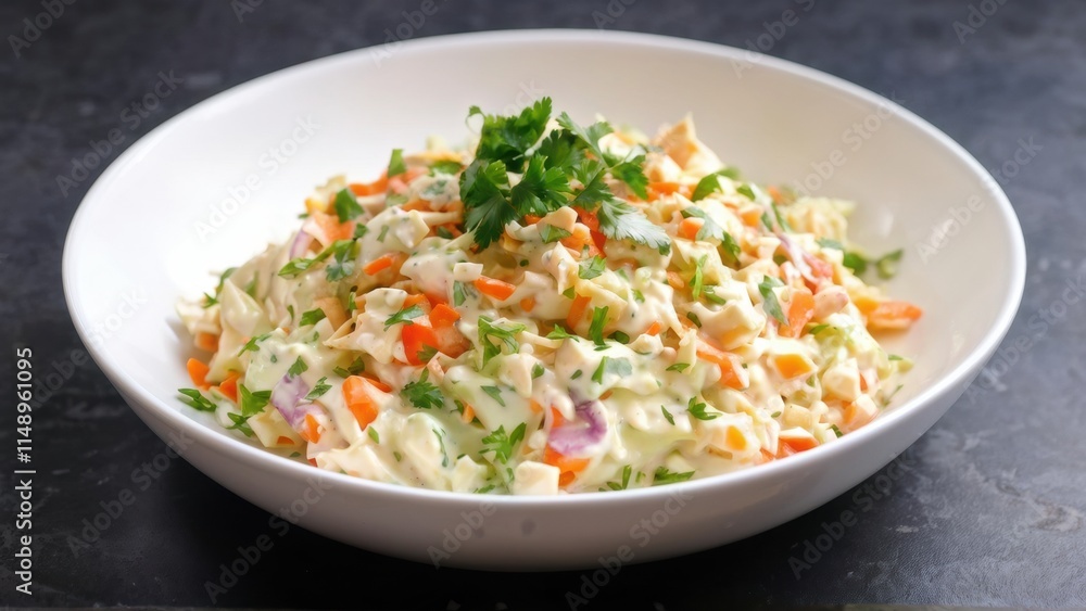 Classic creamy cabbage salad with hot cream sauce. Classic creamy cabbage salad with hot cream sauce.