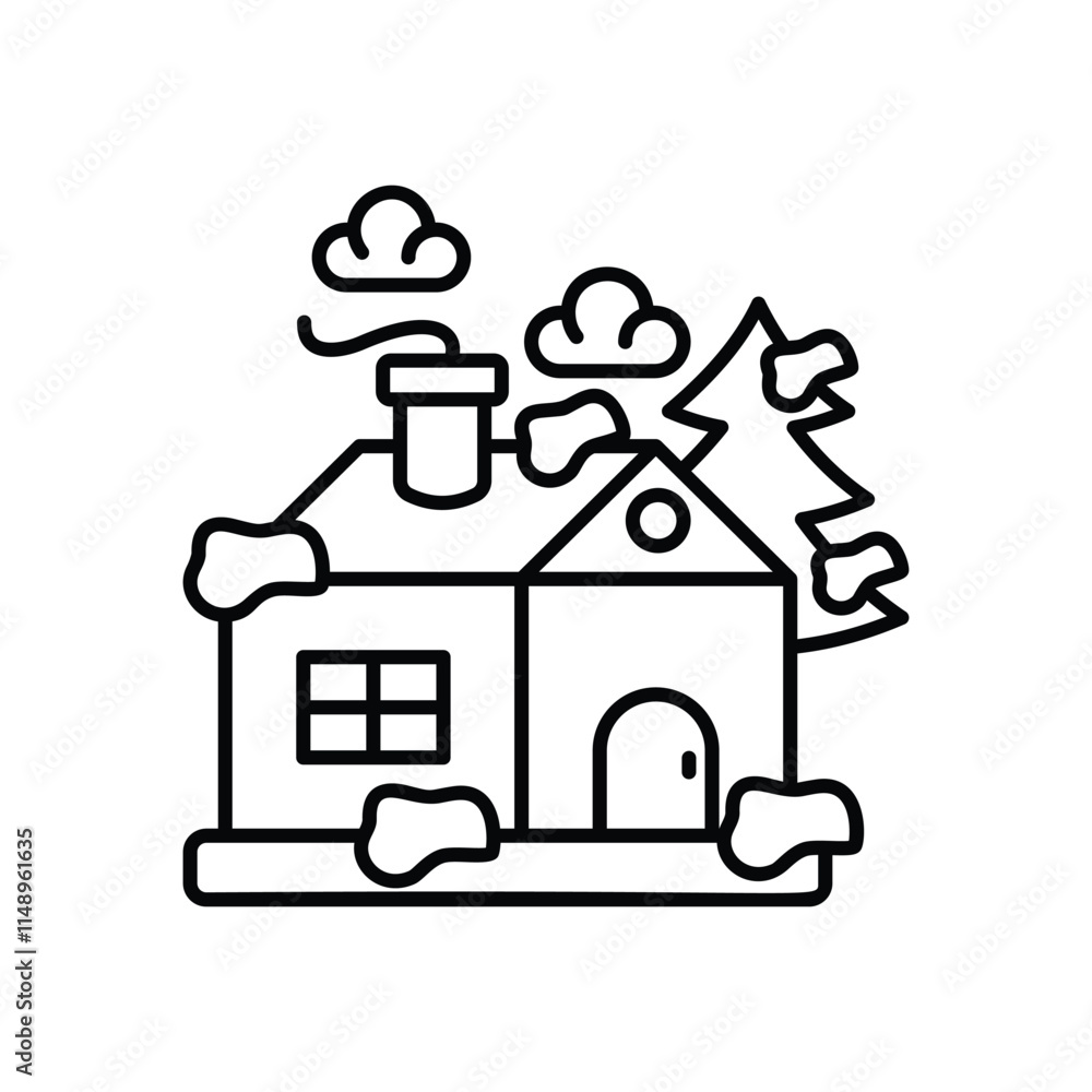 Snow-covered house vector icon Snow-covered house vector icon