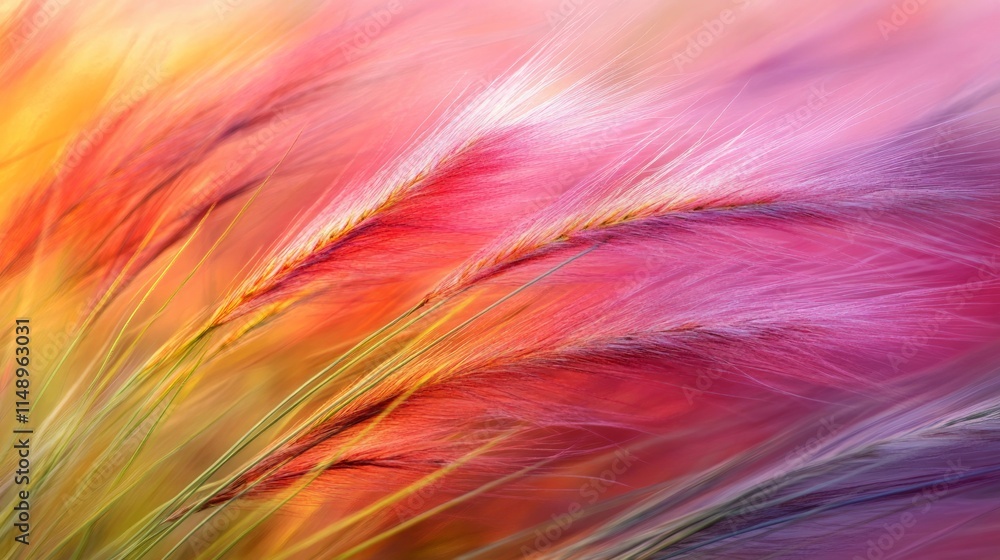 Colorful Blades of Grass with Soft Texture in Bright Sunlight Colorful Blades of Grass with Soft Texture in Bright Sunlight