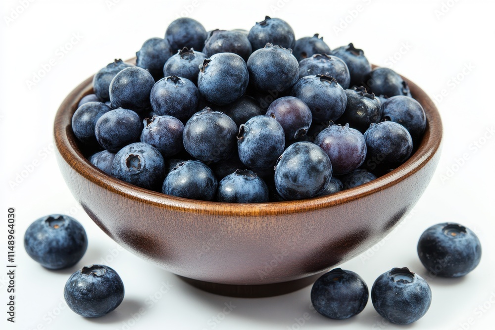 Fresh blueberries in a wooden bowl ready for consumption or culinary use Fresh blueberries in a wooden bowl ready for consumption or culinary use