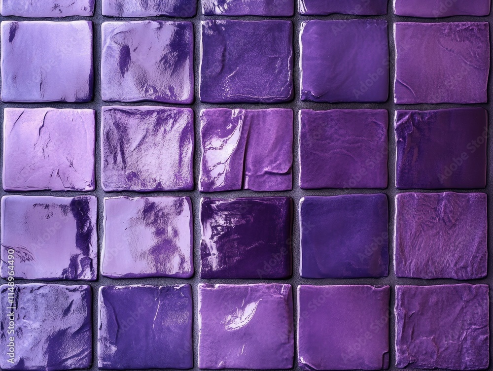Purple Tiled Wall Close-Up Purple Tiled Wall Close-Up