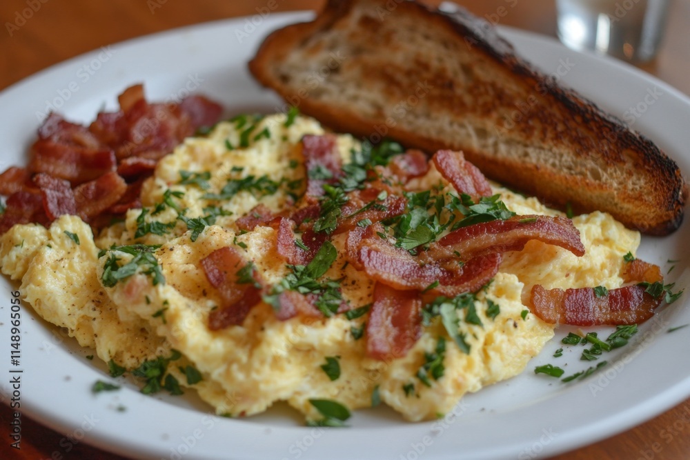Scrumptious Scrambled Eggs with Bacon and Toast Scrumptious Scrambled Eggs with Bacon and Toast