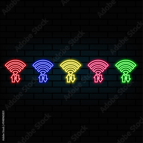 Wifi and Radar Icon Set. Wireless wi-fi and Sonar Sound Waves, Signal Concentric Circles, Wave and Echo Sounding Symbols. Vector Illustration