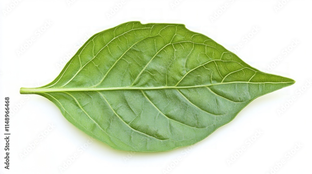 Obraz premium Fresh Green Leaf on White Background for Nature and Food Themes