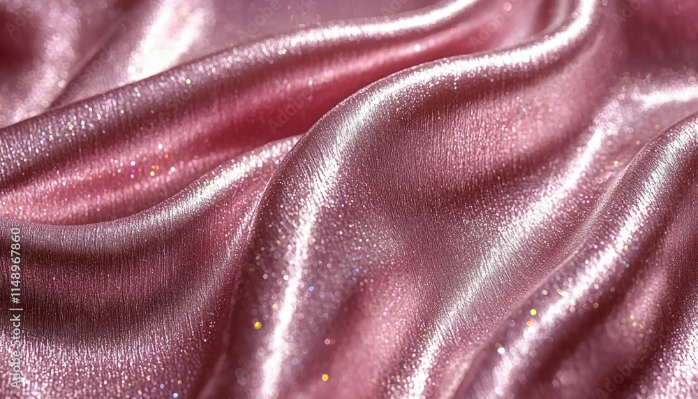 Pink Glittering Fabric Draped Softly Showing Texture Pink Glittering Fabric Draped Softly Showing Texture