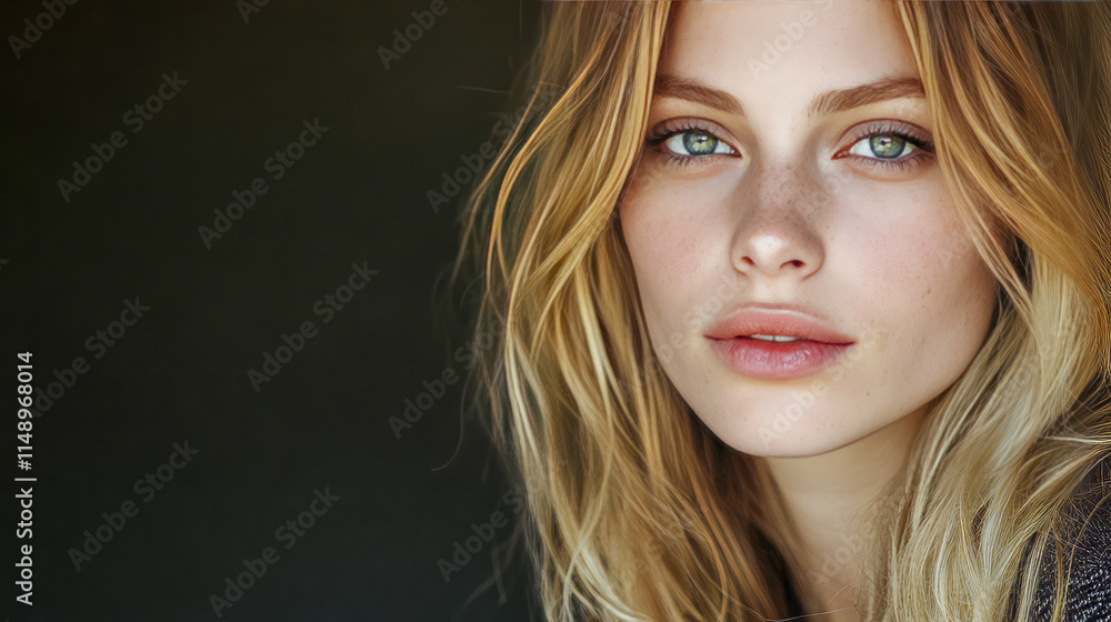 Young caucasian female with blonde hair and freckles looking at camera Young caucasian female with blonde hair and freckles looking at camera