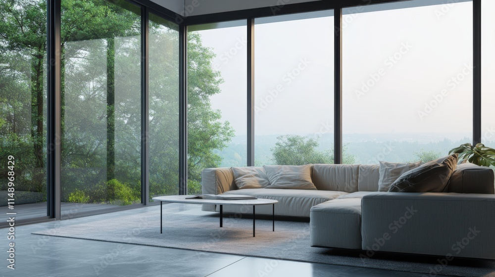 Modern minimalist room with clean, elegant decor. Featuring sleek lines and neutral colors Modern minimalist room with clean, elegant decor. Featuring sleek lines and neutral colors