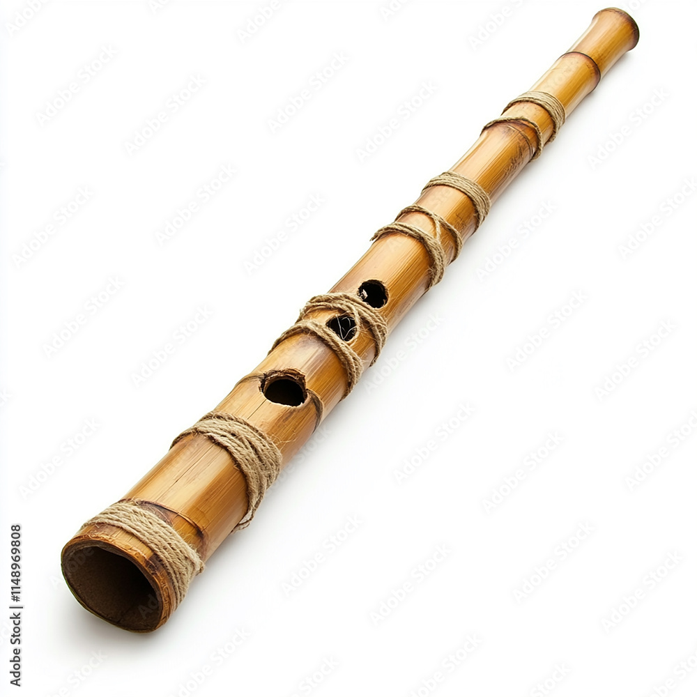 Traditional Bamboo Flute - Photo Cutout on a White Background Traditional Bamboo Flute - Photo Cutout on a White Background