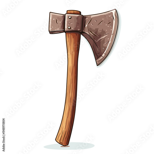 An axe with a wooden handle Vector illustration on a  white background