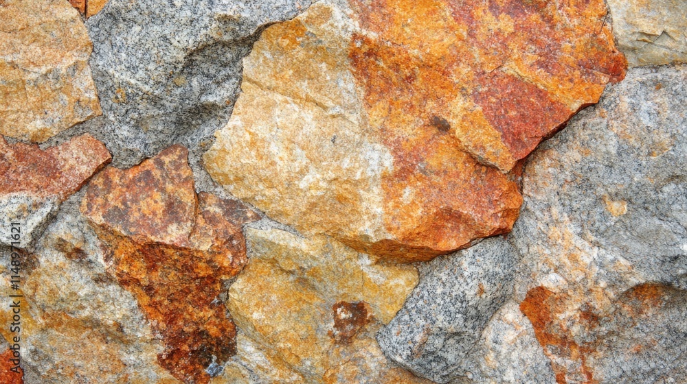 A textured stone wall with varied colors and shapes A textured stone wall with varied colors and shapes