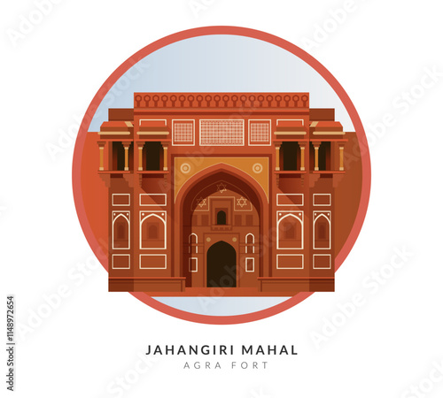 Jahangiri Mahal - Agra Fort - Stock Illustration