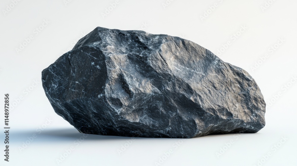 A Single Dark Grey Boulder Isolated On White A Single Dark Grey Boulder Isolated On White