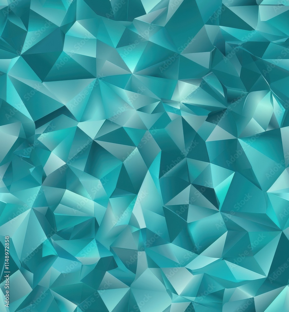 Fototapeta premium Modern teal blue low poly triangular abstract background for design and packaging