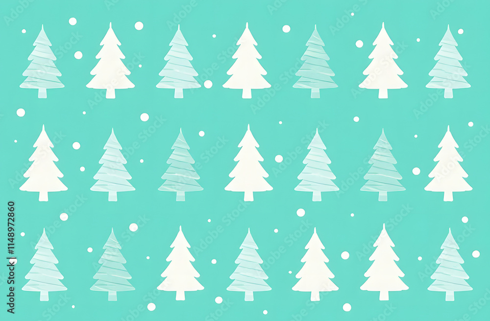 Seamless pattern with white Christmas trees on aqua turquoise background. Wrapping paper concept. Vector illustration. Seamless pattern with white Christmas trees on aqua turquoise background. Wrapping paper concept. Vector illustration.