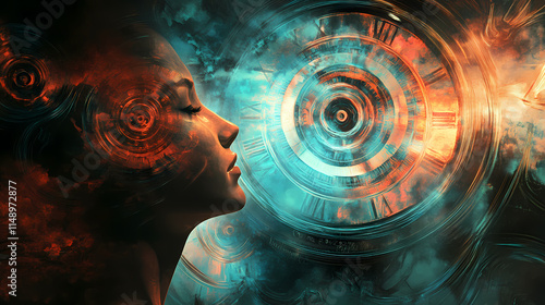 Time immemorial concept on abstract design. Immemorial. Illustration