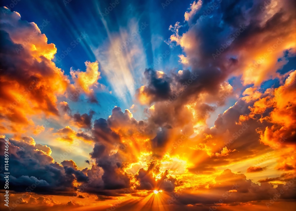 Dramatic Sky: Sunrise/Sunset Orange and Blue Cloud Burst Dramatic Sky: Sunrise/Sunset Orange and Blue Cloud Burst