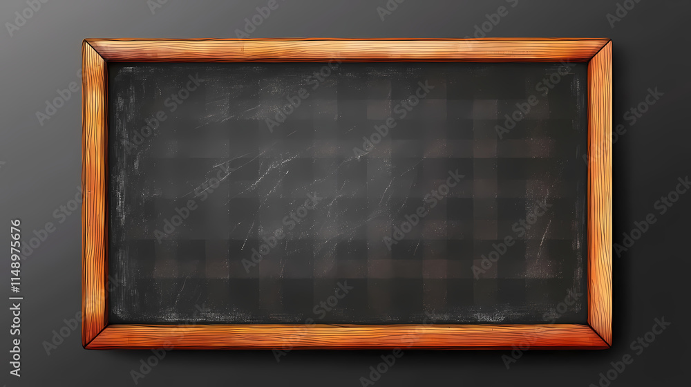 Old school blackboard with wooden frame, checkered, transparent background. Immemorial. Illustration Old school blackboard with wooden frame, checkered, transparent background. Immemorial. Illustration