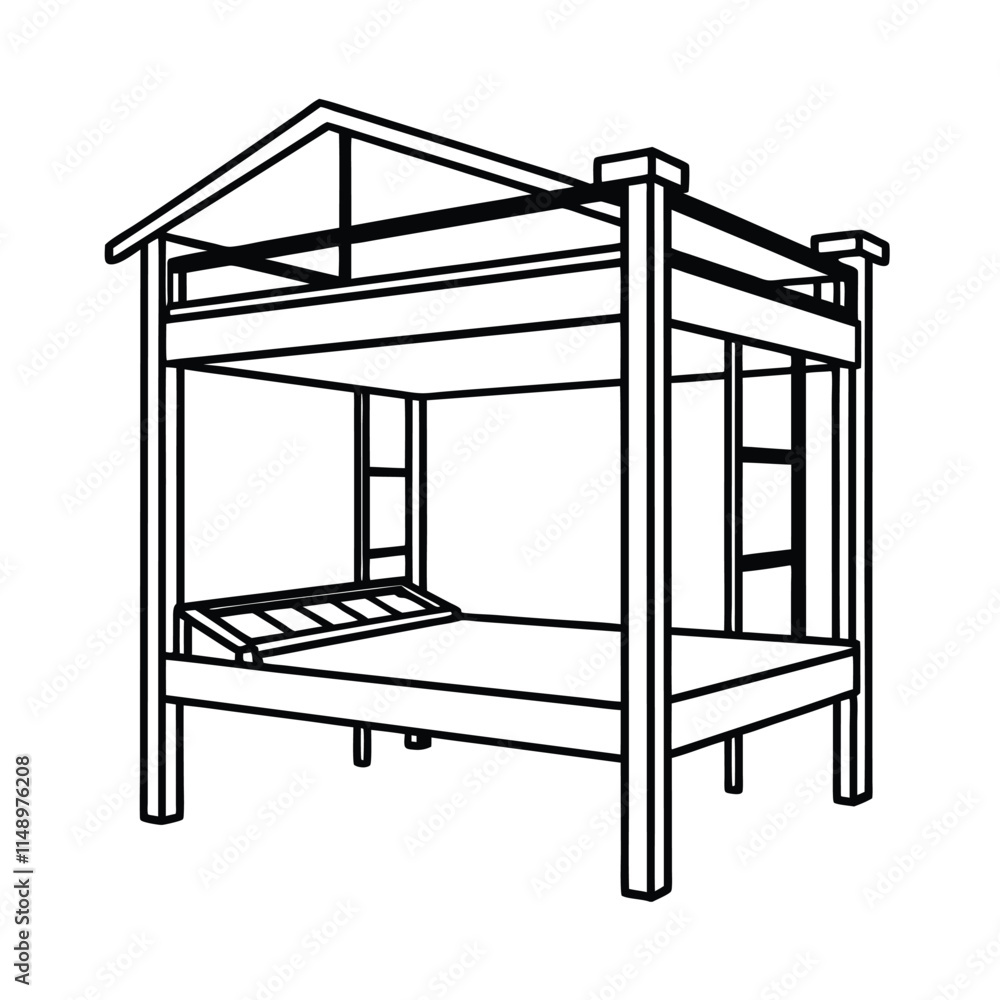 Editable Loft Bed Outline Vector Graphic Editable Loft Bed Outline Vector Graphic