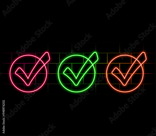 The sign is accepted and denied neon icon. Simple thin line, outline vector of web icons for ui and ux, website or mobile application