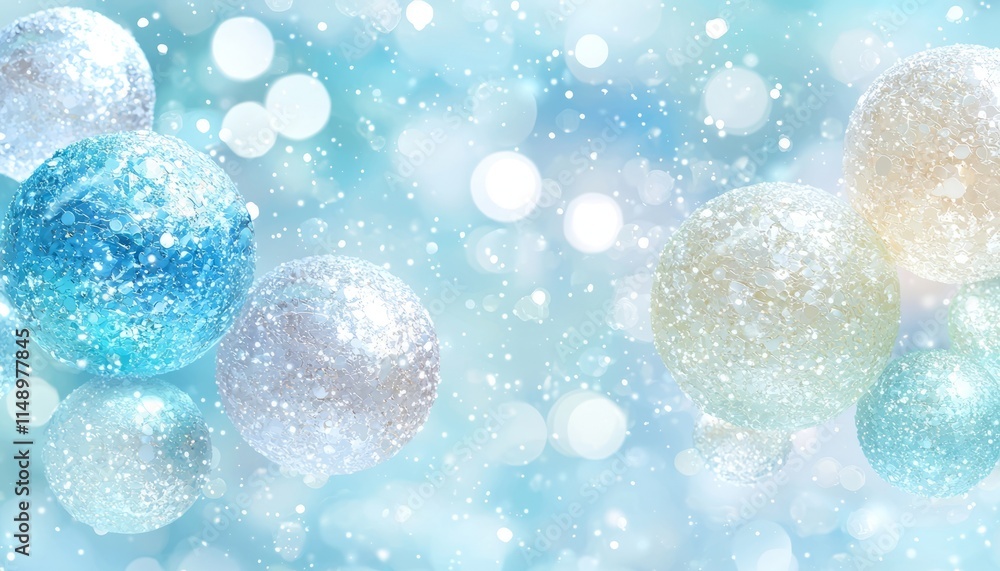 Festive Blue and White Christmas Ornaments Background Festive Blue and White Christmas Ornaments Background