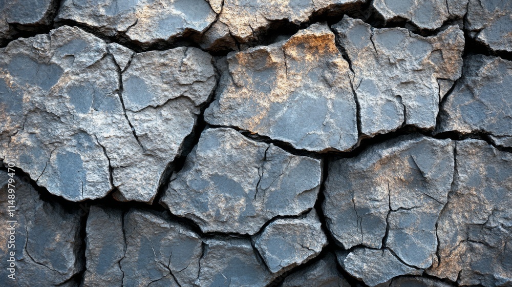 Fototapeta premium Cracked rock surface showing texture and deep fissures