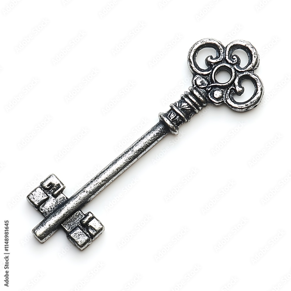 silver key isolated on white background silver key isolated on white background