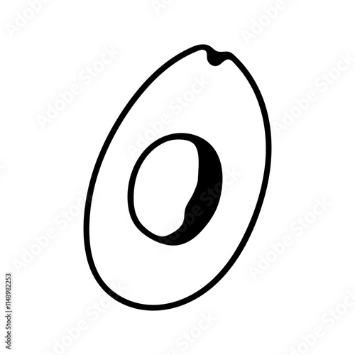Summer half of avocado without seed. Hand drawn doodle fruit illustration.