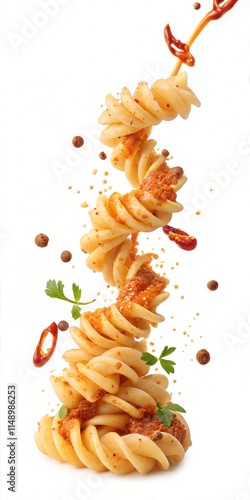 Authentic and Rustic Fusilli Pasta: Perfect for Vibrant, Gourmet Stock Photography and Design