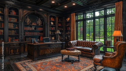 Elegant Gothic Victorian Study: Antique Charm Meets Dark Aesthetics