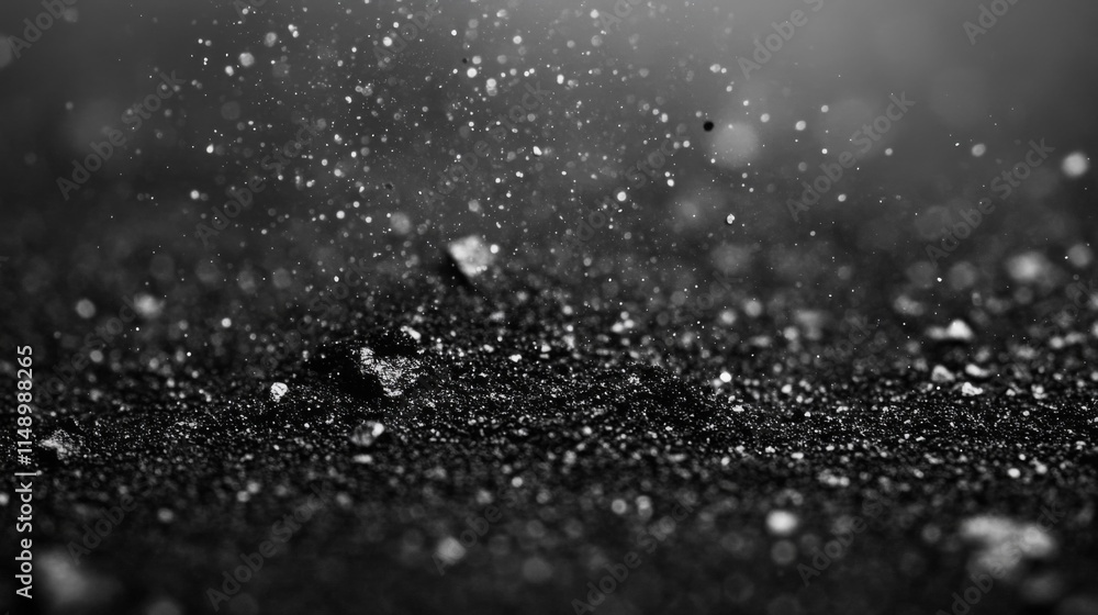 Black Glitter Surface With Floating Particles Black Glitter Surface With Floating Particles