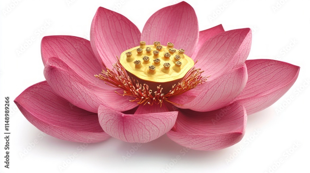 Elegant Pink Lotus Flower with Golden Center and Petals Elegant Pink Lotus Flower with Golden Center and Petals