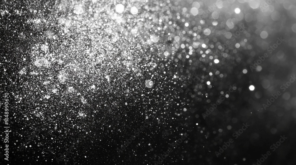 Obraz premium Abstract silver glitter bokeh on black background