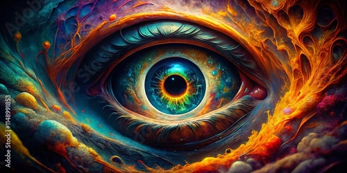 Eerie Eye in Interdimensional Portal: Mysterious Cosmic Anomaly - Stock Photo