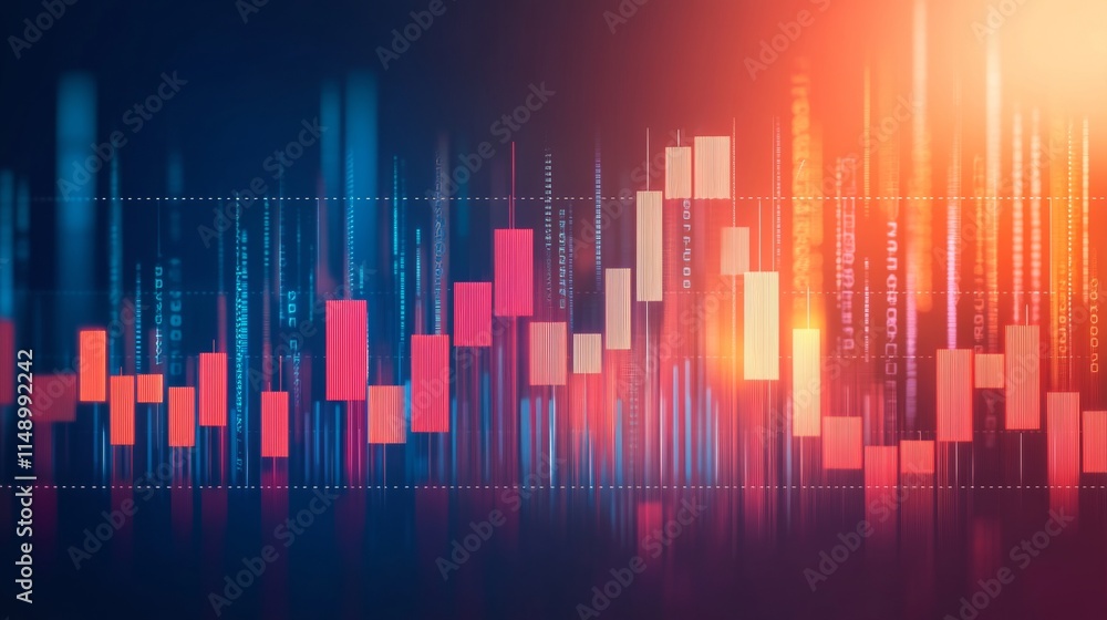 Financial Technology, Abstract Digital Grid with Code, Data Visualization, Market Trends Analysis Financial Technology, Abstract Digital Grid with Code, Data Visualization, Market Trends Analysis