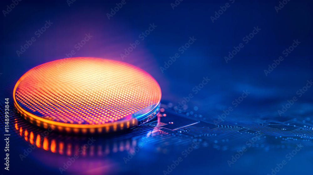 Innovative semiconductor wafer breakthrough in electronics laboratory technology close-up view Innovative semiconductor wafer breakthrough in electronics laboratory technology close-up view
