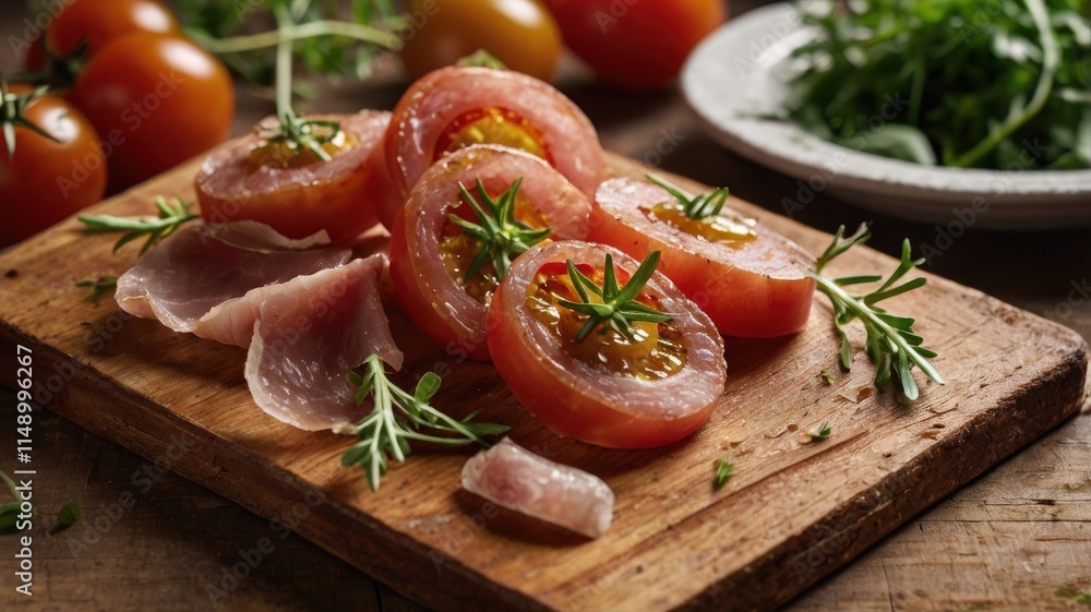 Rustic Italian Tigelle with Sausage, Jamon, and Fresh Vegetables Rustic Italian Tigelle with Sausage, Jamon, and Fresh Vegetables