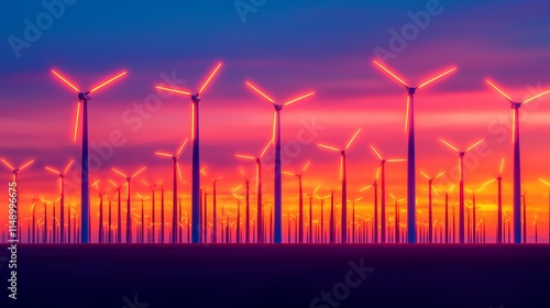 A futuristic energy hub glowing with renewable sources
