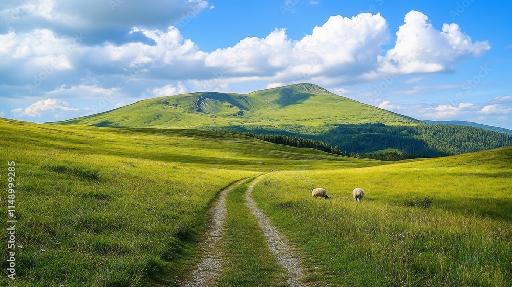 Obraz premium Serene Mountain Meadow Landscape