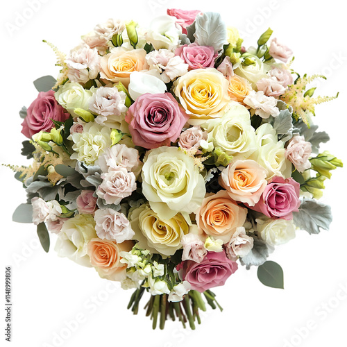 Romantic Pastel Rose Bouquet  Wedding Flowers  Bridal  Floral Arrangement   Pretty Blooms