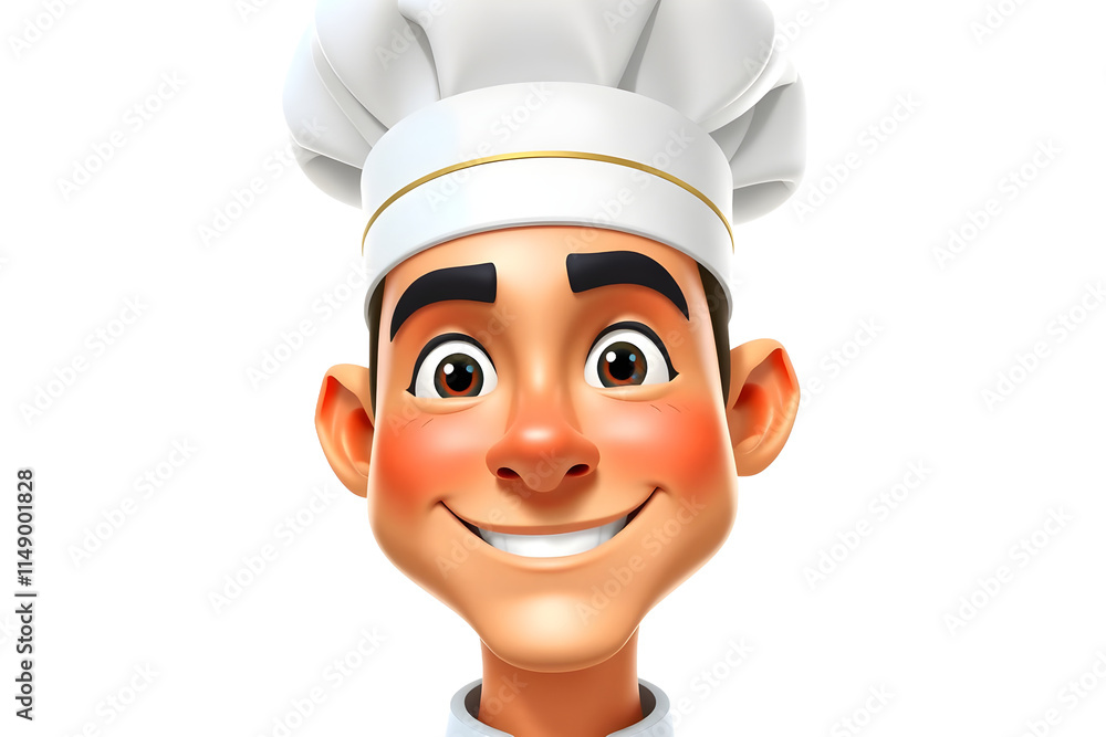 Adorable Animated Chef Character with Shiny Eyes and a Joyful Smile 