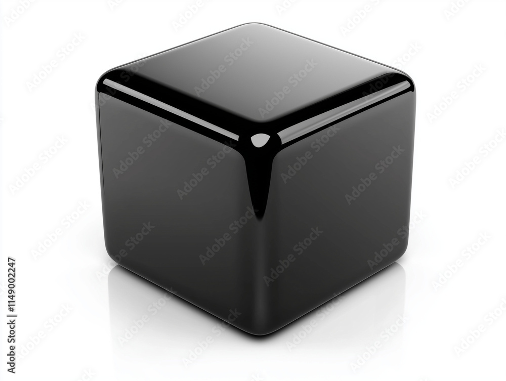 Einfache schwarze Würfelform mit glänzender Oberfläche und minimalistischer Ästhetik
Einfache schwarze Würfelform mit glänzender Oberfläche und minimalistischer Ästhetik