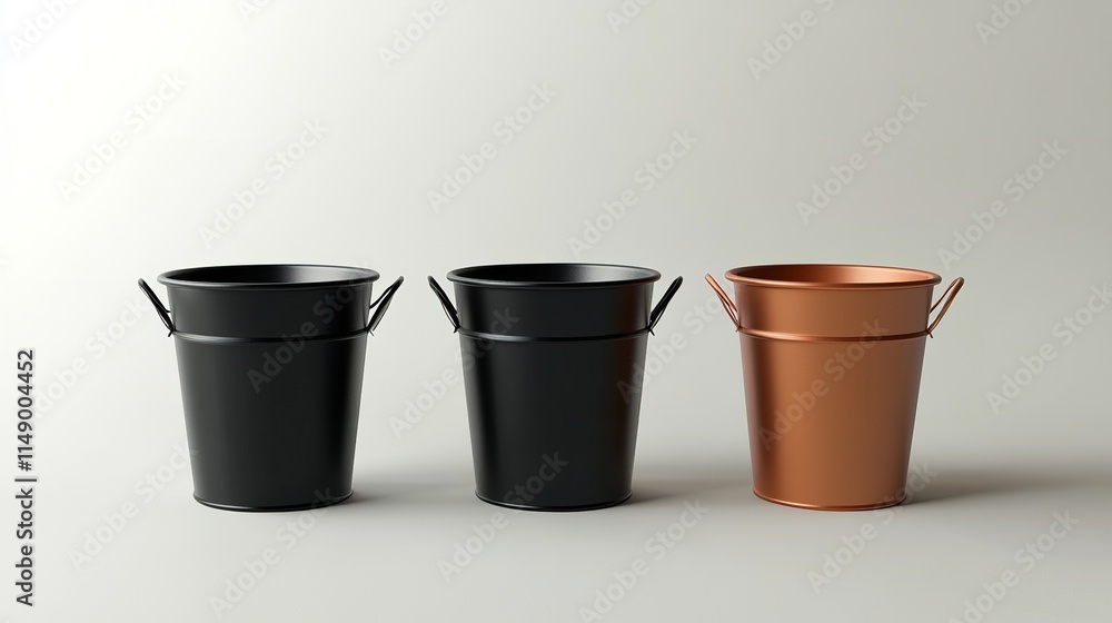 A simple metal bucket with a handle, displayed against a neutral background emphasizing utility A simple metal bucket with a handle, displayed against a neutral background emphasizing utility