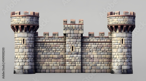 The stalwart ramparts of a fortified structure from the middle ages endure. Stalwart. Illustration