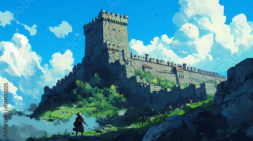 The stalwart ramparts of a fortified structure from the middle ages endure. Stalwart. Illustration photo