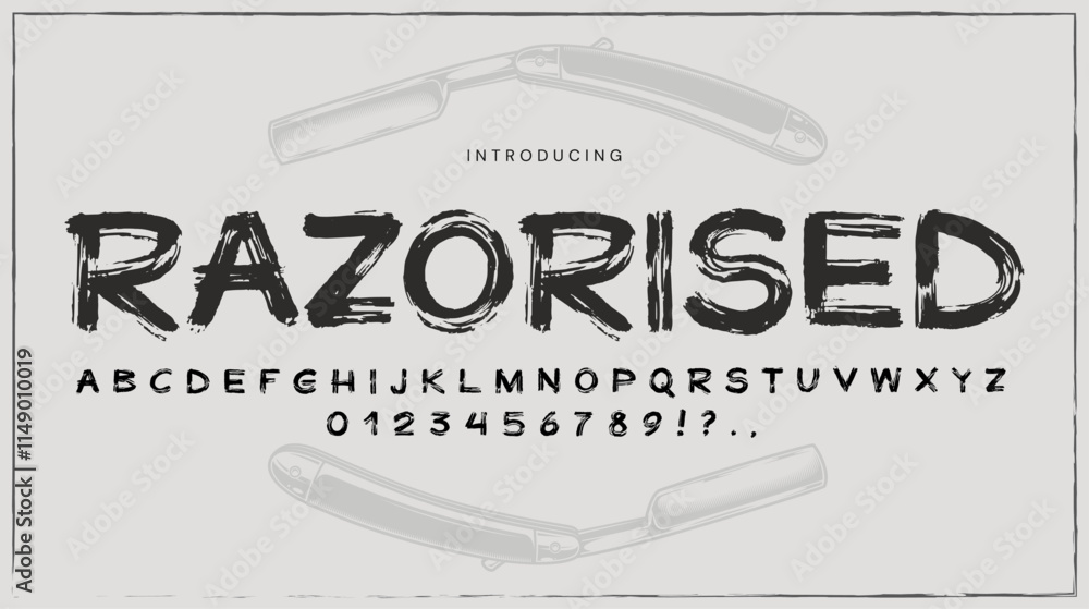 Unique typography design featuring razor elements Unique typography design featuring razor elements